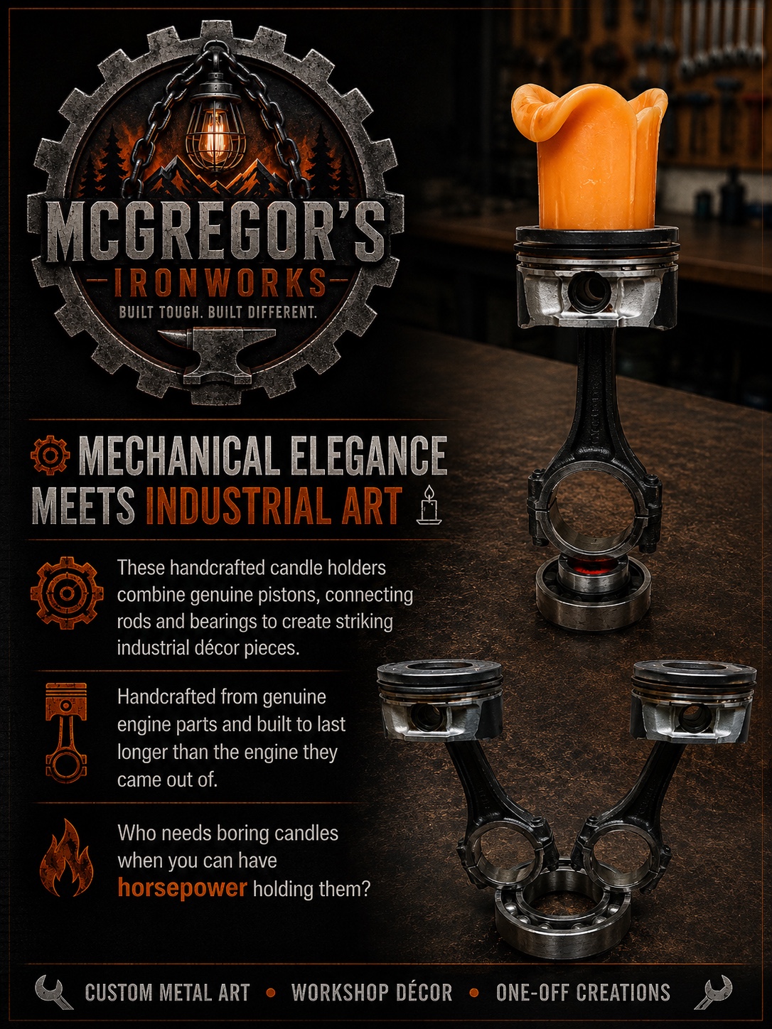 Piston candle holders