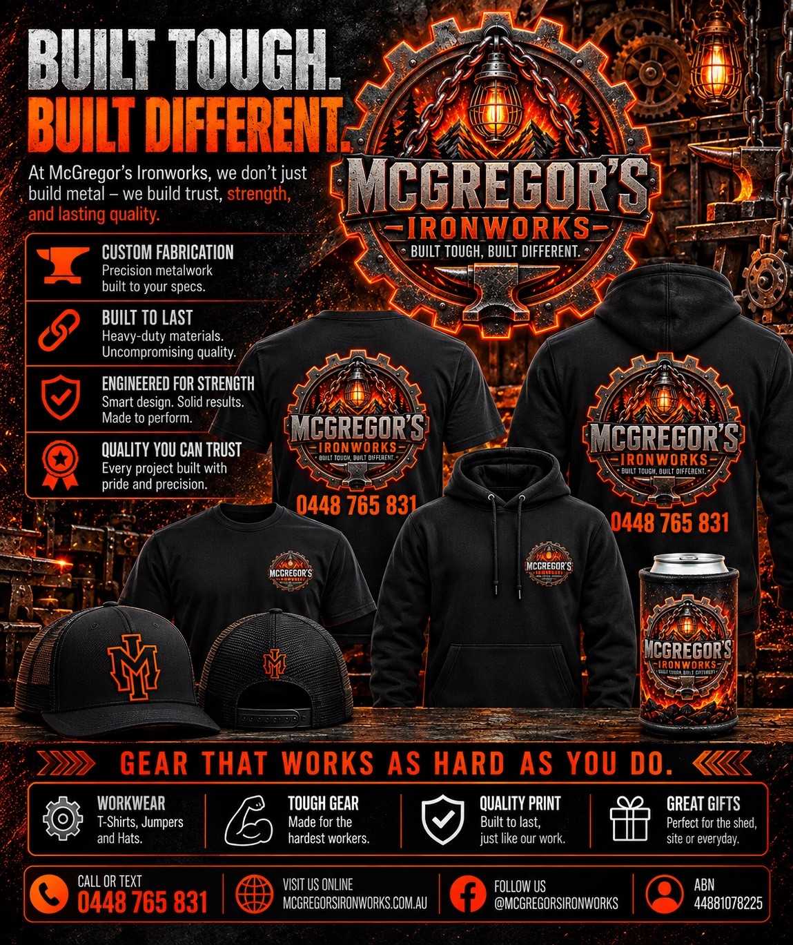 McGregor's Ironworks branded shirts, hoodies and hats